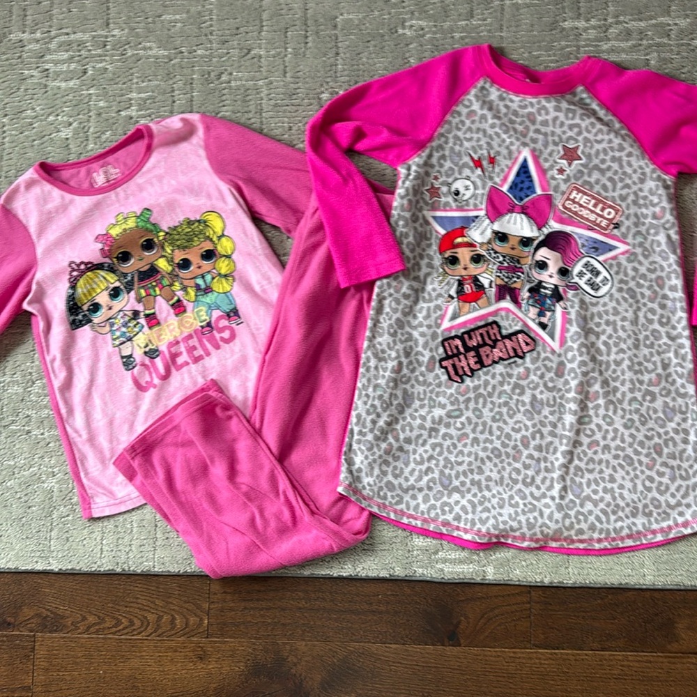 *Gently Worn* L.O.L Surprise "Fierce Queens" 2-Piece Set & Nightgown Bundle- 7/8